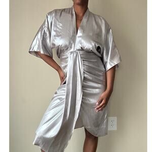 Zara Woman Silver Batwing Dress Size Medium